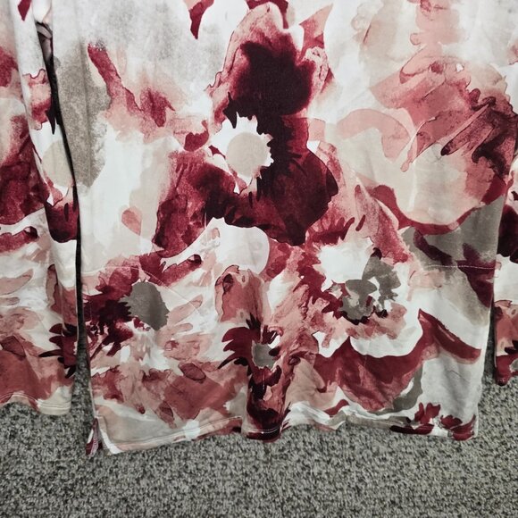 Chicos Top Womens 0 US Small Pink Floral Print Tunic Button Mock Neck Cozisoft - Picture 5 of 7